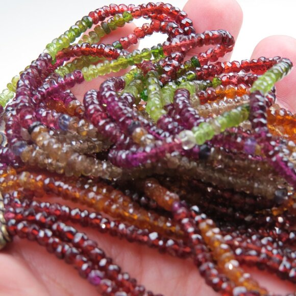 Silver Garner Peridot Citrin 500 CARAT 7 Strands Necklace - Picture 9 of 9